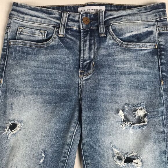 FLYING MONKEY Pricilla High Rise Distressed Skinny Jeans Size 25 Ripped Denim - Picture 4 of 11